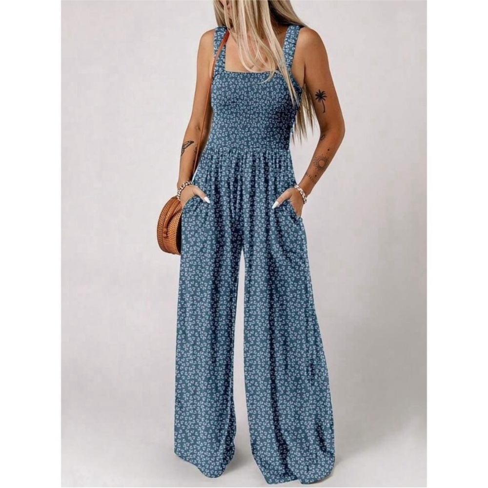 Dokotoo Wide Leg Floral Jumpsuit